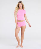 Lounge Cute Short Sleeve Crop Pajama Top