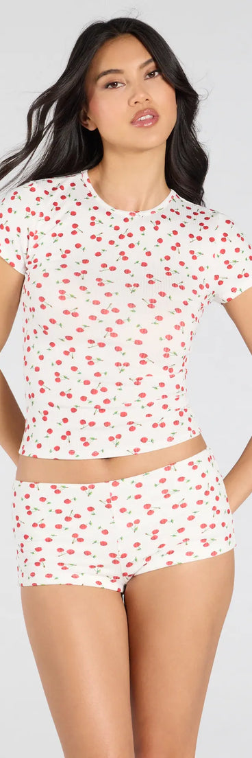 Get inspired with the So Juicy Cherry Print Pajama Shorts, a feed-worthy white piece that’s part of Windsor's updated and curated women’s clothing edit packed with must-have fall outfit ideas.