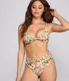 Floral Twist Tie Front Bikini Top