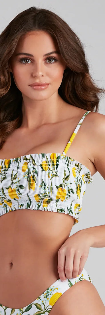Sunkissed Vibes Lemon Bikini Top