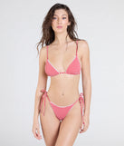 The Flirty Babe Gingham Print Triangle Bikini Top in red brings edge and energy to your vibe, ready to elevate any festival look or concert outfit.