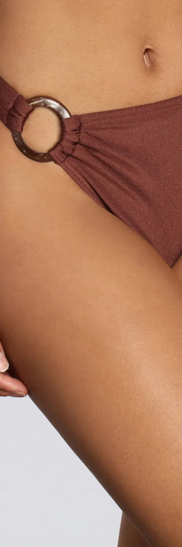 O-Ring Detail High Waist Swim Bottoms