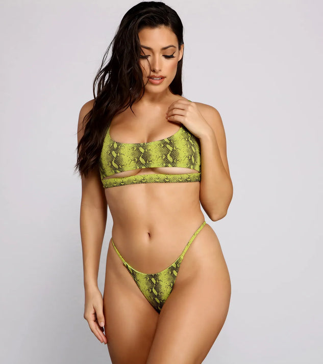 Neon Drama Snake Print Swim Bottoms