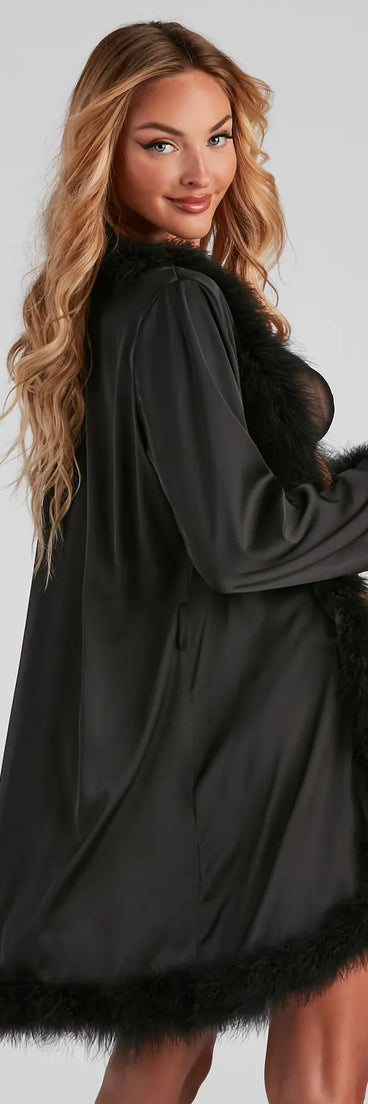 Dream Satin Marabou Trim Robe