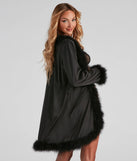 Dream Satin Marabou Trim Robe