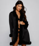 Dream Satin Marabou Trim Robe