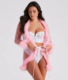 Dream Girl Glitter Heart Marabou Feather Robe