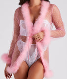 Dream Girl Glitter Heart Marabou Feather Robe