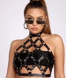 Yes Honey O-Ring Faux Leather Caged Top
