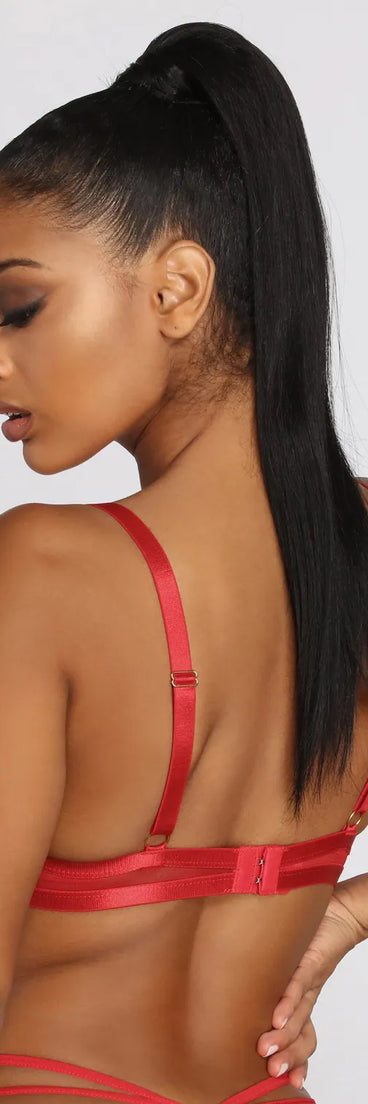 Wine & Dine Me Mesh Applique Teddy