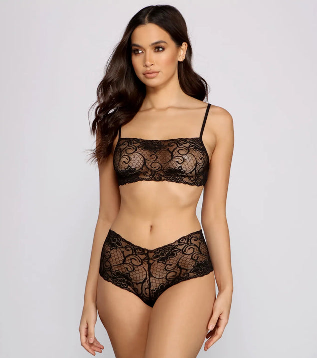 Lace Bralette and Boy Shorts Set