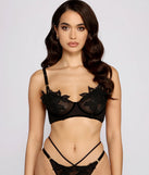 Floral Beauty Embroidered Mesh Bralette And Panty Set