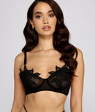 Floral Beauty Embroidered Mesh Bralette And Panty Set