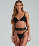 Lace Vixen Bra And Panty Garter Set