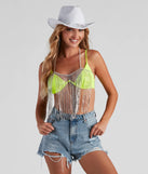 Glitzy Glam Rhinestone Fringe Bra