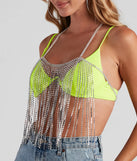 Glitzy Glam Rhinestone Fringe Bra
