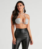 Queen Of Glam Rhinestone Mesh Bra