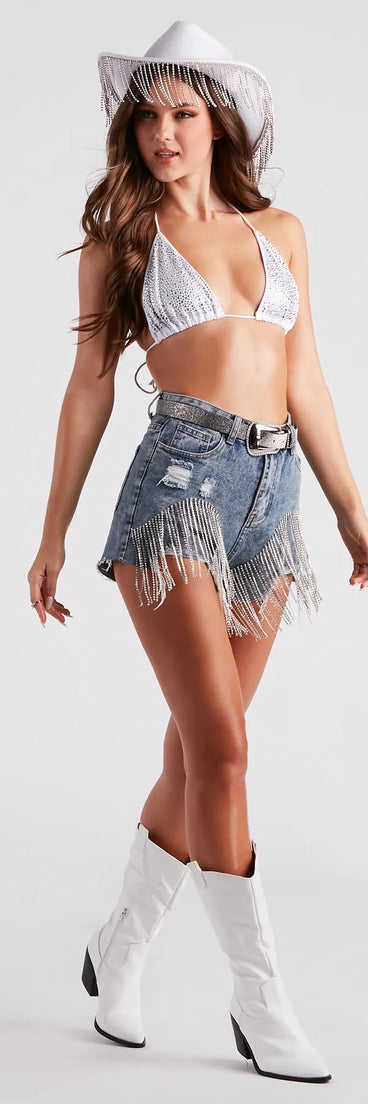 Glamour Girl Rhinestone Bra Top And Panty Set