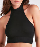 Everyday Basic Seamless Mock Neck Halter Top