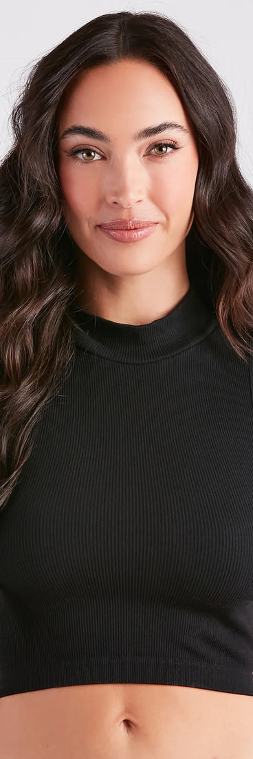 Iconic Staple Seamless Mock Neck Bra Top