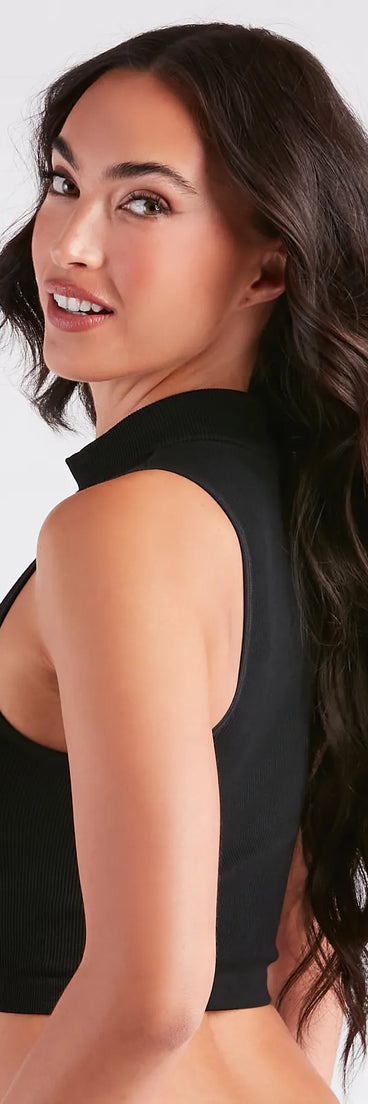 Iconic Staple Seamless Mock Neck Bra Top