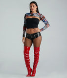 Edgy Halloween Faux Leather Cheeky Shorts