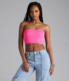 With its midriff cut and trend-forward fit, the Major Fave Ribbed Knit Bandeau Top is a pink crop top made to pair with skirts, denim, or whatever vibe you're feeling this season.