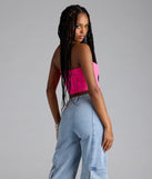 With its midriff cut and trend-forward fit, the Major Fave Ribbed Knit Bandeau Top is a pink crop top made to pair with skirts, denim, or whatever vibe you're feeling this season.