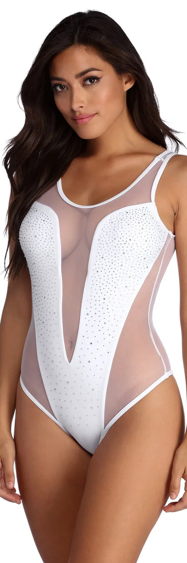 Bring On Heat Stone Mesh Swimsuit