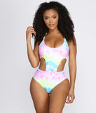 Tie-Dye For Side Cut Out Swimsuit