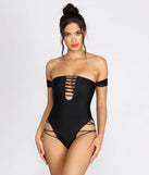 Off The Shoulder Strappy Swimsuit