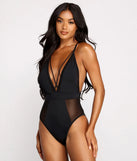 Stylish Plunge One Piece Caged Swimsuit