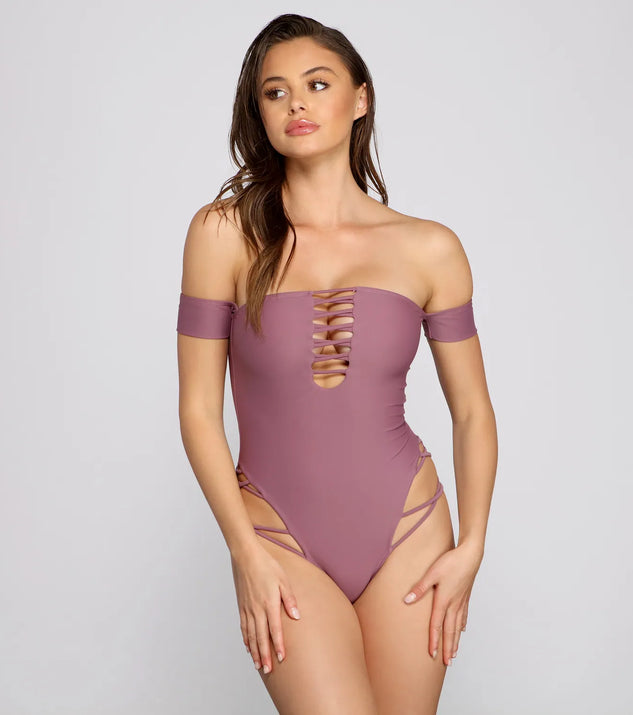 Off The Shoulder Sassy Straps One Piece Swimsuit