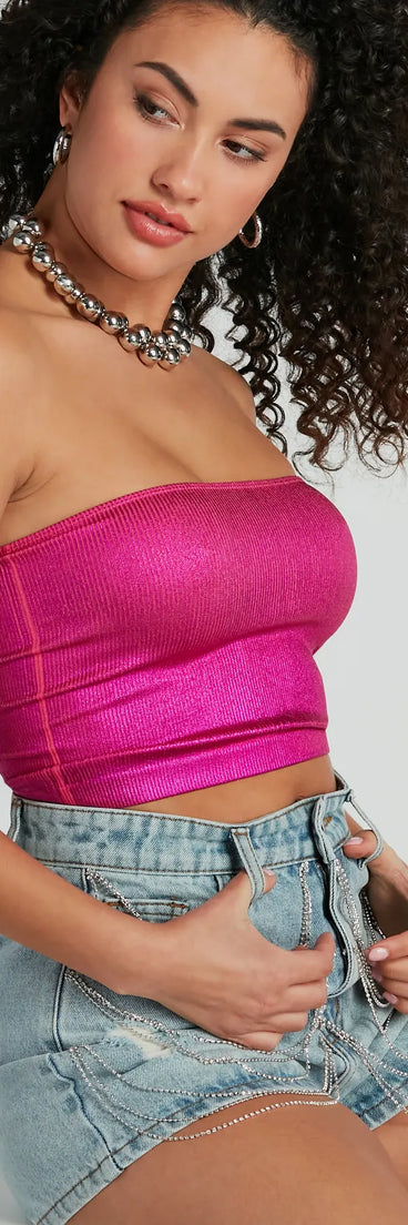 Alluring Sheen Strapless Metallic Bandeau Bra