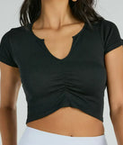 
Upgrade your style game for 2025 with the Sweetest Basic V-Neck Ruched Crop Top in black, perfect for any fashion-forward wardrobe.