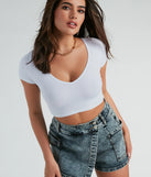 Stylish Essential Short Sleeve Knit Crop Top