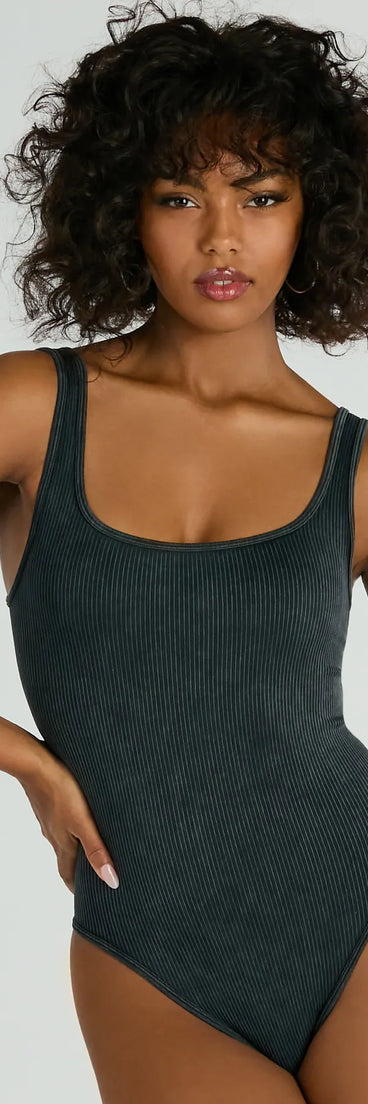Simply Effortless Square Neck Rib Knit Bodysuit
