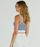 Nautical Vibes Striped Ribbed Knit Cropped Tank Top