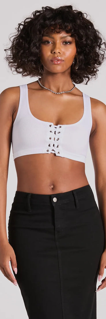 Casual With A Twist Sleeveless Lace-Up Crop Top