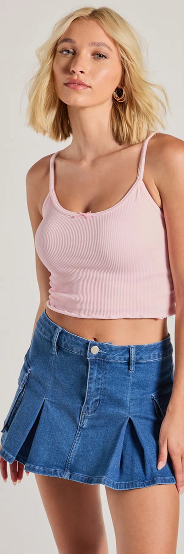 Get The Look Scoop Neck Bow Crop Tank Top