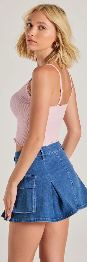 Get The Look Scoop Neck Bow Crop Tank Top
