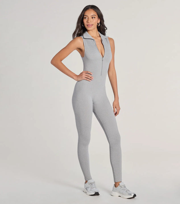 Off Duty Chic Sleeveless Collared Zip-Up Catsuit | Windsor
