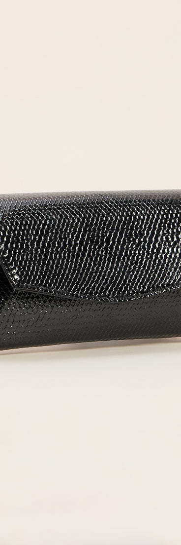 Texture Play Snakeskin Envelope Clutch