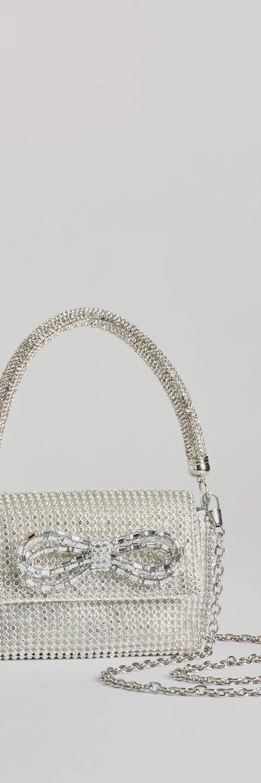 Glittering Aesthetic Rhinestone Bow Mini Purse