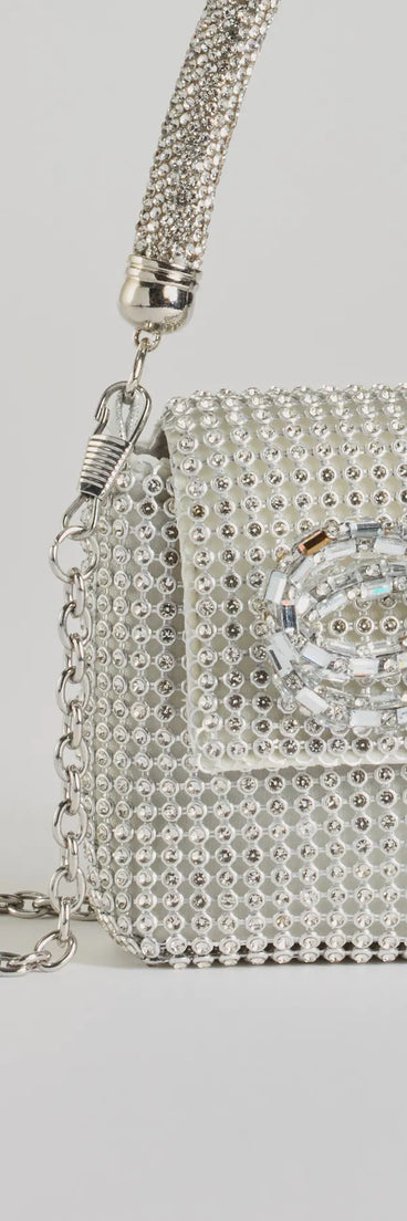 Glittering Aesthetic Rhinestone Bow Mini Purse