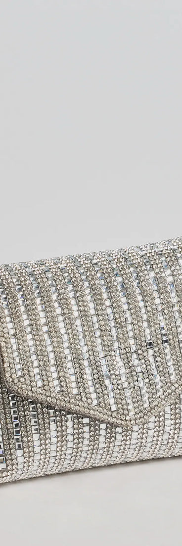 Sparkle And Glow Rhinestone Mini Clutch, a trendy silver addition to women's going-out outfits, is ideal for Christmas party outfits, chic NYE attire, or winter night-out looks that keep you on-trend!