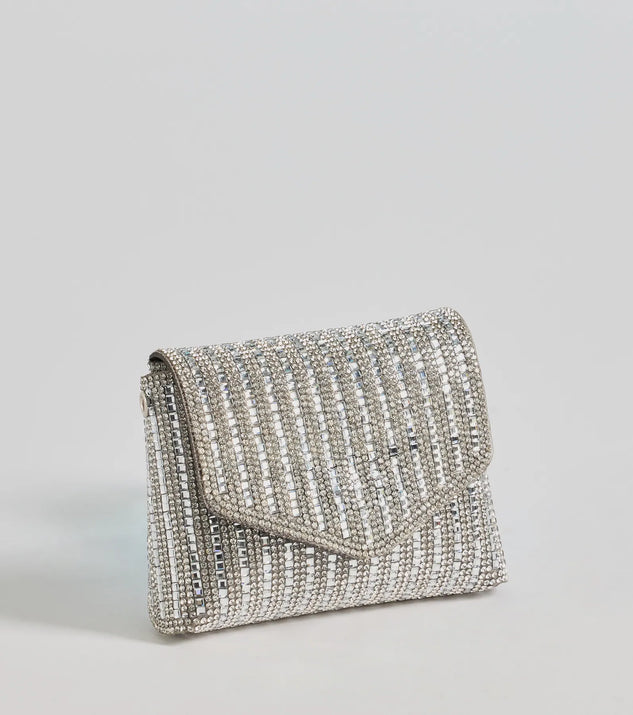 Sparkle And Glow Rhinestone Mini Clutch, a trendy silver addition to women's going-out outfits, is ideal for Christmas party outfits, chic NYE attire, or winter night-out looks that keep you on-trend!
