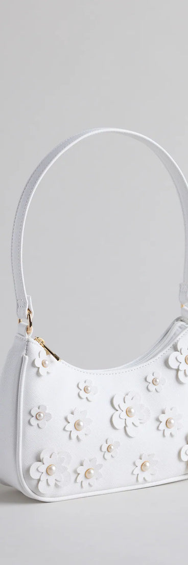 Polished Blooms Flower Pearl Shoulder Bag