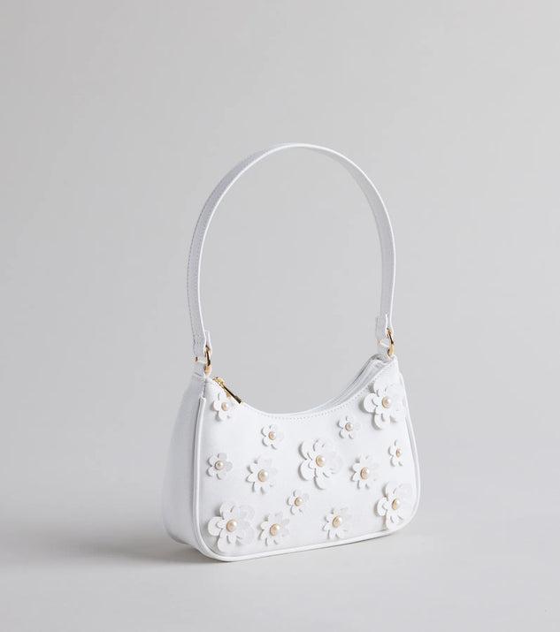 Polished Blooms Flower Pearl Shoulder Bag