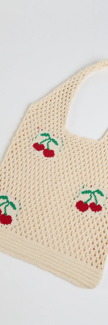 Simply Sweet Cherry Crochet Knit Tote Bag